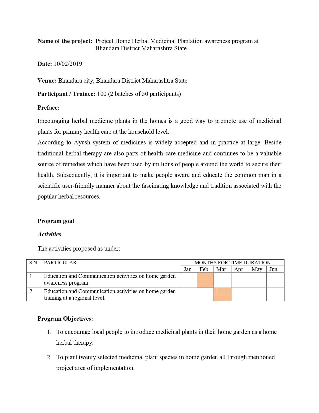 Medicinal Tree Plantation Awareness Program — page